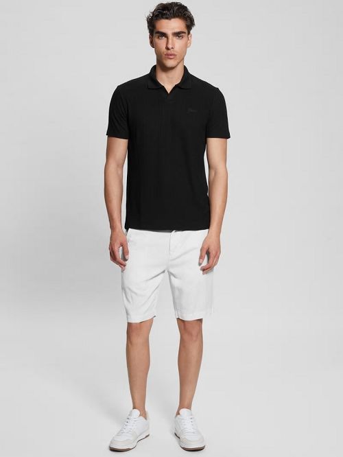 Guess Ryker Rib Knit Polo Zwart | GUESS-SN31291