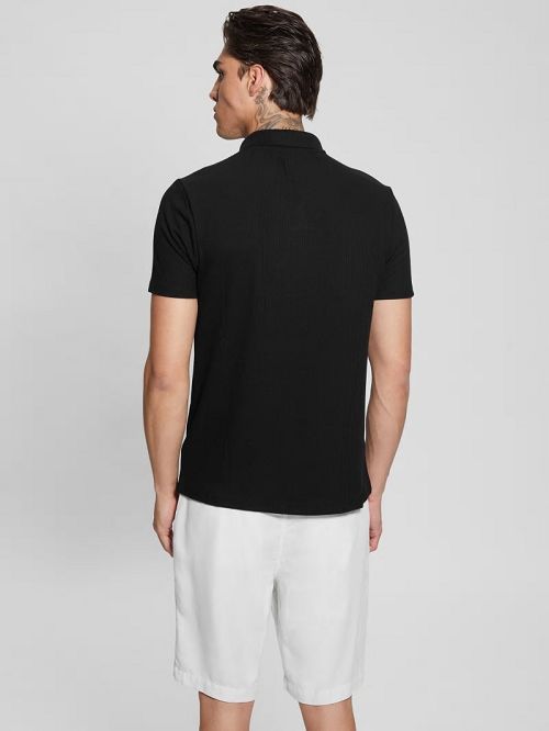 Guess Ryker Rib Knit Polo Zwart | GUESS-SN31291