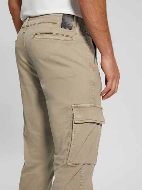 Guess Sateen Coated Cargo Pants Beige | GUESS-SN31407