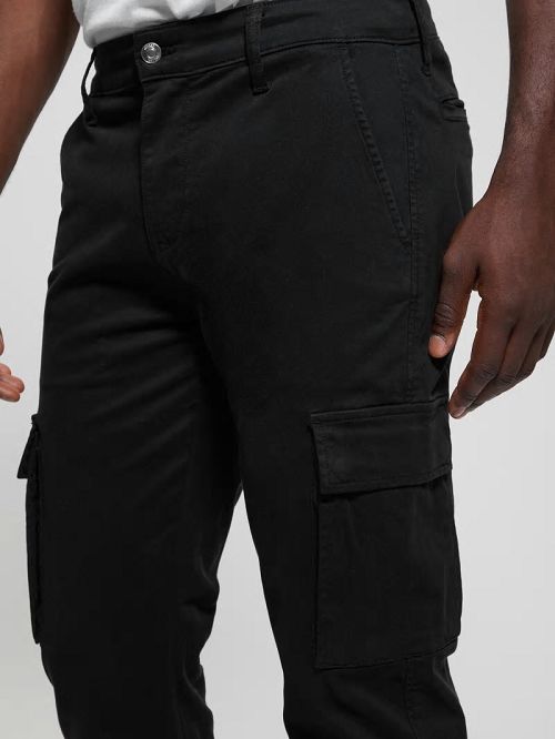 Guess Sateen Coated Cargo Pants Zwart | GUESS-SN31423