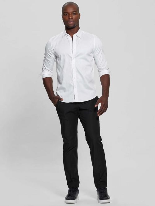 Guess Sateen Poplin Shirt Wit | GUESS-SN31134