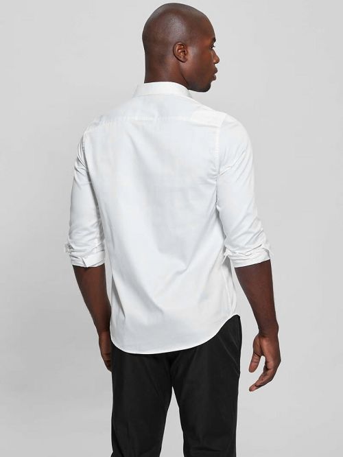 Guess Sateen Poplin Shirt Wit | GUESS-SN31134