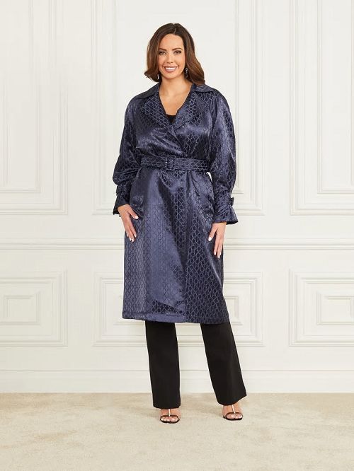 Guess Satin Trench Coat Blauw | GUESS-SN27872