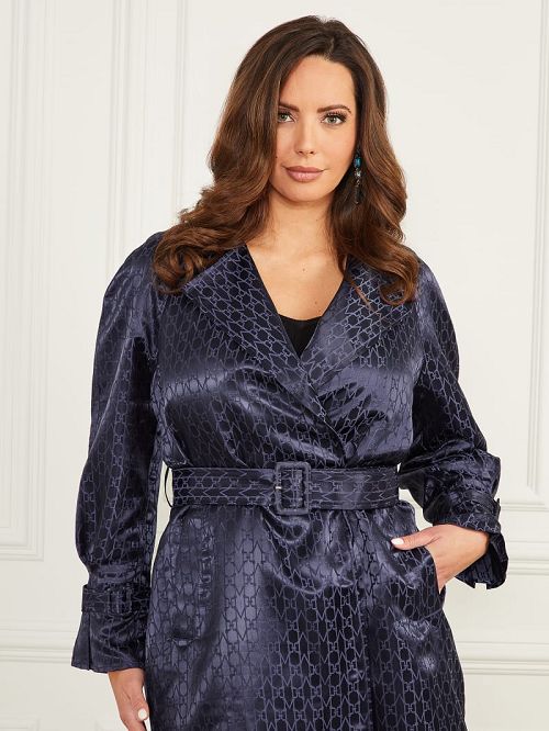 Guess Satin Trench Coat Blauw | GUESS-SN27872