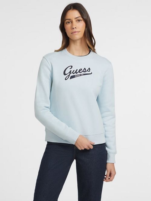 Guess Script Logo Sweatshirt Blauw | GUESS-SN28359