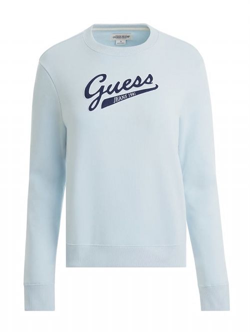 Guess Script Logo Sweatshirt Blauw | GUESS-SN28359