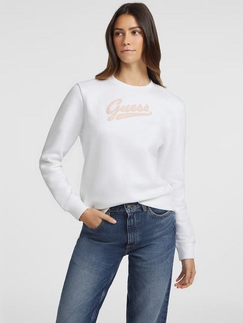 Guess Script Logo Sweatshirt Wit | GUESS-SN28363