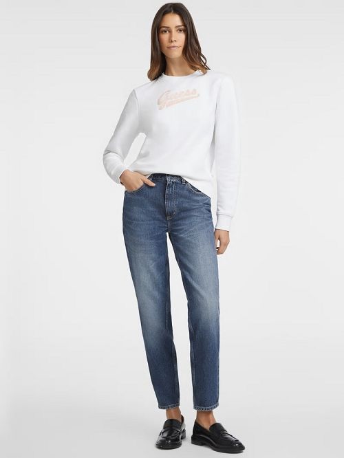 Guess Script Logo Sweatshirt Wit | GUESS-SN28363