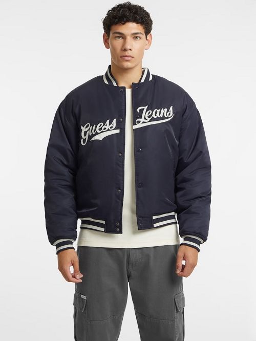 Guess Script Patch Varsity Jacket Blauw | GUESS-SN30736