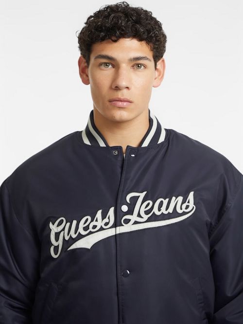 Guess Script Patch Varsity Jacket Blauw | GUESS-SN30736
