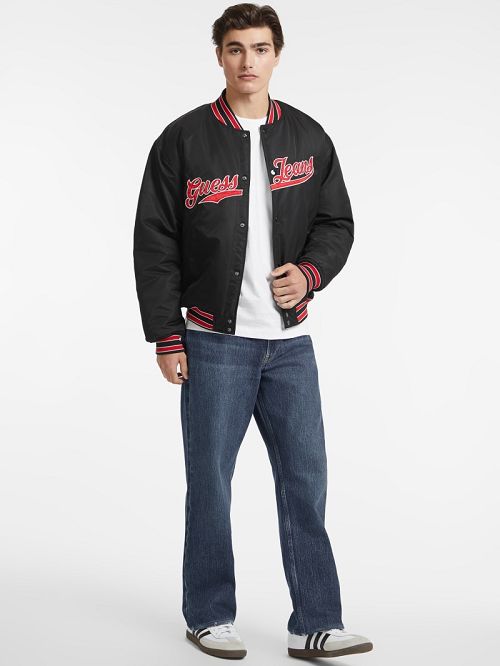 Guess Script Patch Varsity Jacket Zwart | GUESS-SN30844
