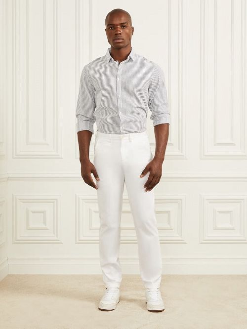 Guess Seersucker Italian Notched Cuff Shirt Blauw | GUESS-SN31233