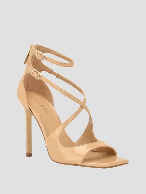 Guess Sella Strappy Stiletto Heels Beige | GUESS-SN29660