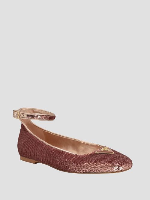 Guess Sequin Ankle Strap Ballet Flats Roze | GUESS-SN29886