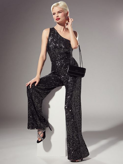 Guess Sereh Wide-Leg Sequin Pants Grijs | GUESS-SN28204