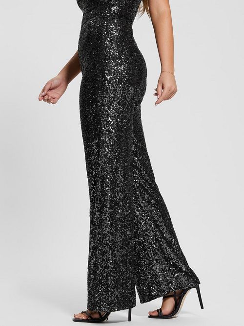 Guess Sereh Wide-Leg Sequin Pants Grijs | GUESS-SN28204