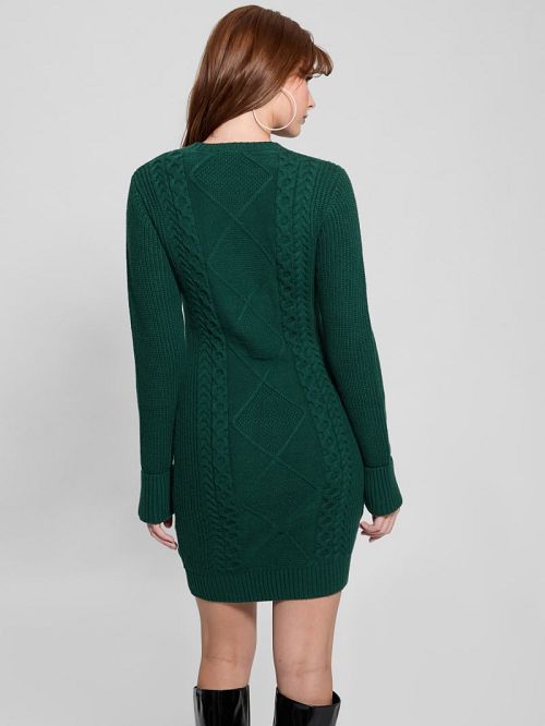 Guess Serena Cable Sweater Dress Groen | GUESS-SN26808