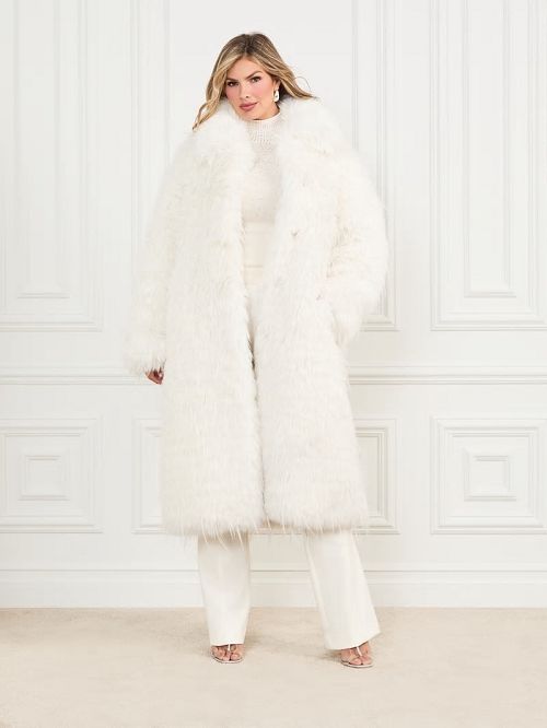 Guess Serena Faux-Fur Coat Wit | GUESS-SN27946