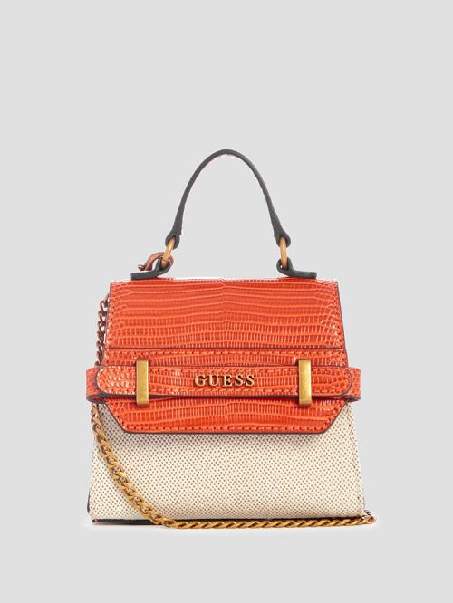 Guess Sestri Canvas Micro Mini Satchel Oranje | GUESS-SN29236