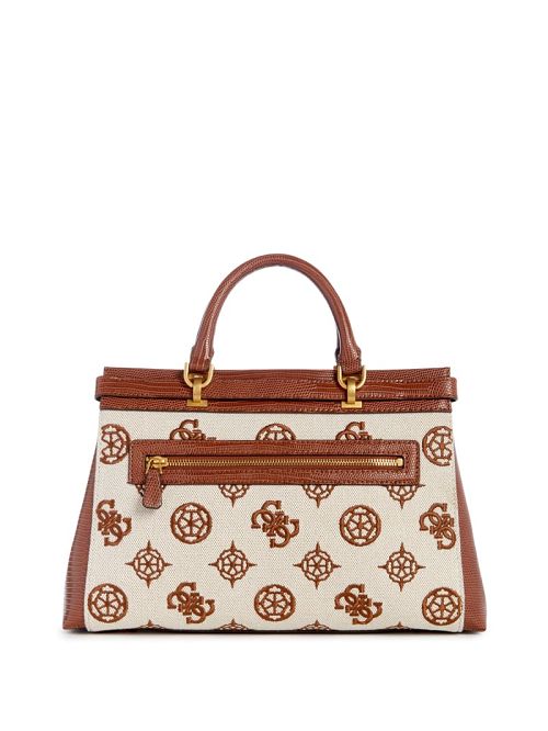 Guess Sestri Canvas Peony Luxury Satchel Bruin | GUESS-SN28941