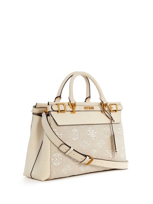 Guess Sestri Canvas Peony Luxury Satchel Wit | GUESS-SN29289