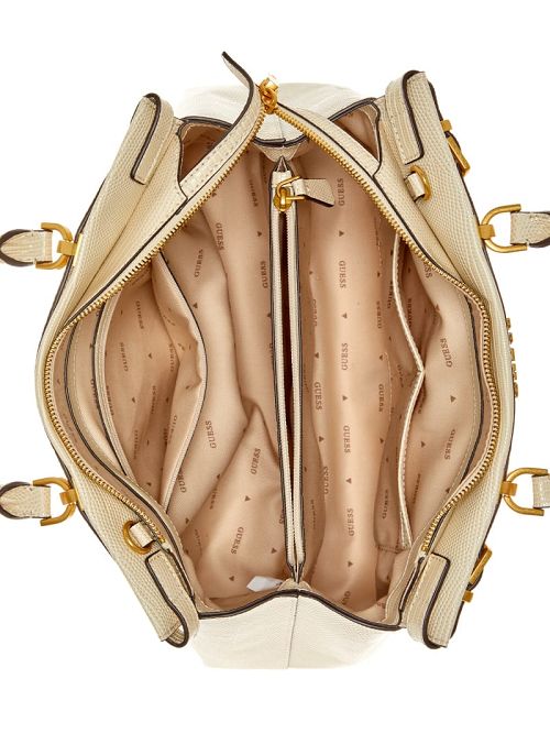 Guess Sestri Canvas Peony Luxury Satchel Wit | GUESS-SN29289