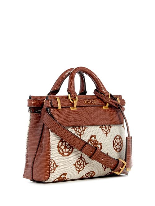 Guess Sestri Canvas Peony Mini Satchel Bruin | GUESS-SN28878