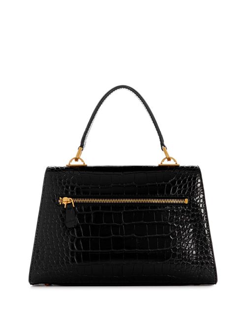 Guess Sestri Crocodile-Embossed Crossbody Zwart | GUESS-SN28761