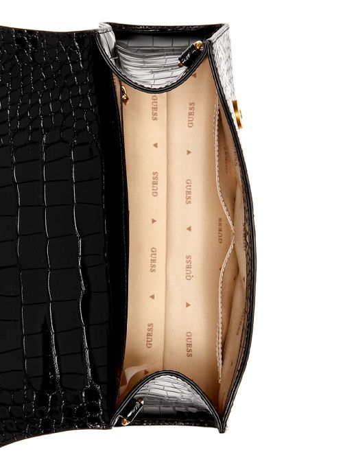 Guess Sestri Crocodile-Embossed Crossbody Zwart | GUESS-SN28761
