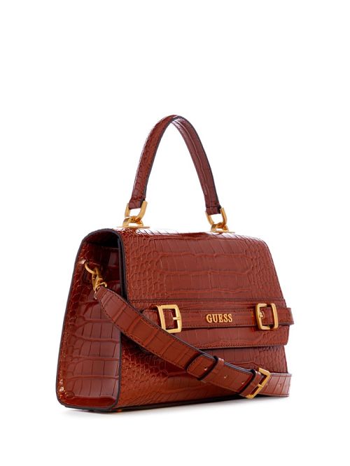 Guess Sestri Crocodile-Embossed Crossbody Bruin | GUESS-SN28773