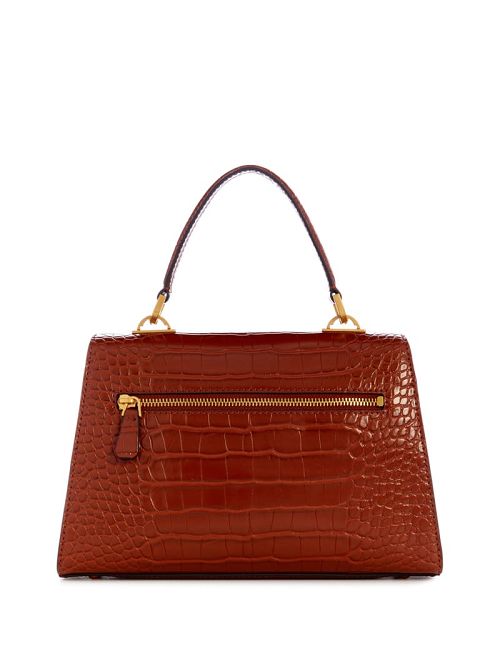 Guess Sestri Crocodile-Embossed Crossbody Bruin | GUESS-SN28773