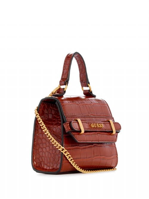 Guess Sestri Crocodile-Embossed Mini Crossbody Beige | GUESS-SN28789