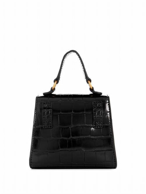 Guess Sestri Crocodile-Embossed Mini Crossbody Zwart | GUESS-SN29004