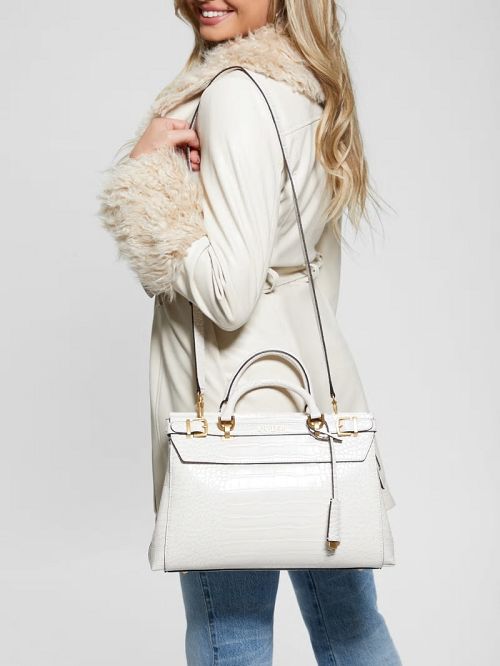 Guess Sestri Crocodile-Embossed Satchel Wit | GUESS-SN29300