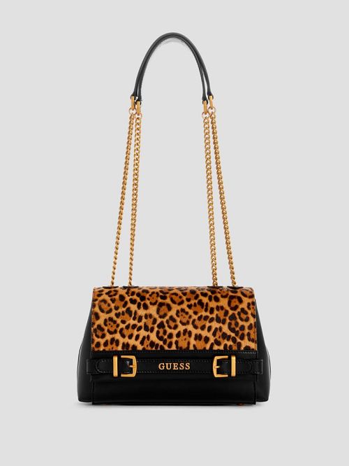 Guess Sestri Leopard Convertible Crossbody Bruin | GUESS-SN29162
