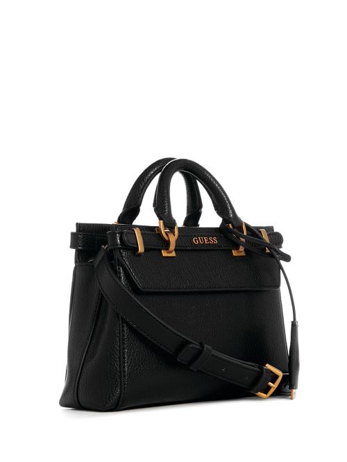 Guess Sestri Pebbled Mini Satchel Zwart | GUESS-SN29237