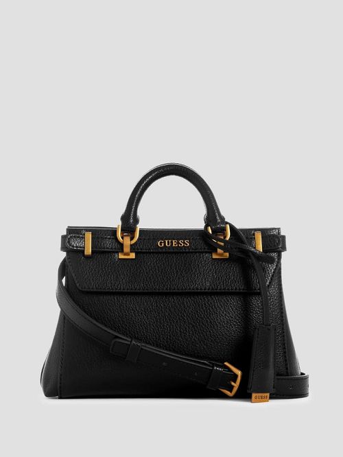 Guess Sestri Pebbled Mini Satchel Zwart | GUESS-SN29237