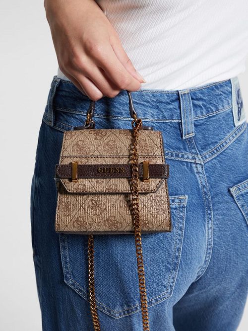 Guess Sestri Quattro G Micro Mini Satchel Bruin | GUESS-SN29313