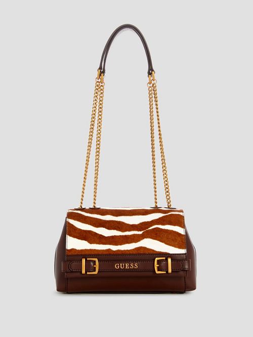 Guess Sestri Zebra Convertible Crossbody Bruin | GUESS-SN29163