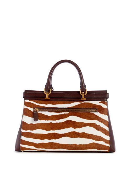 Guess Sestri Zebra Luxury Satchel Bruin | GUESS-SN29037