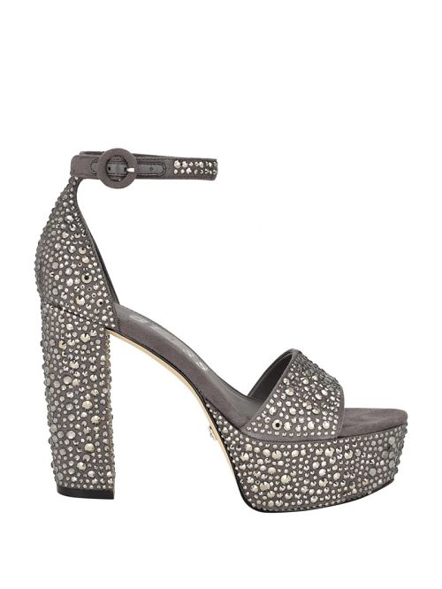 Guess Setone Rhinestone Platform Heels Beige | GUESS-SN29819