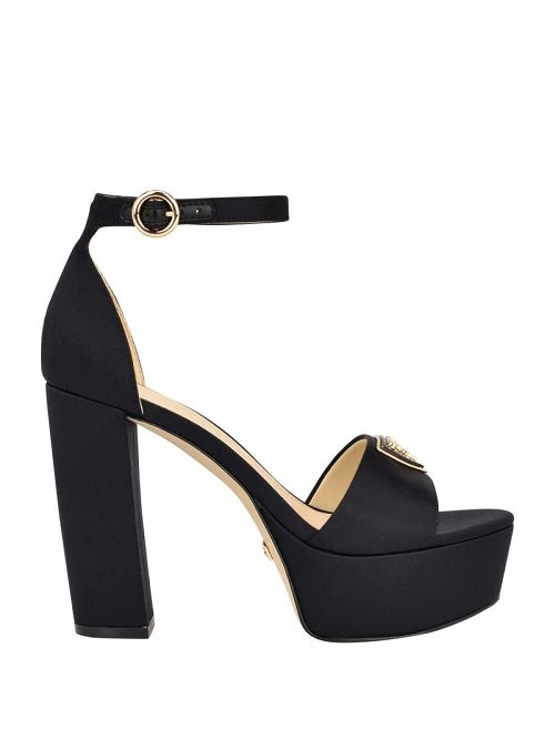 Guess Setone Satin Signature Platform Heels Zwart | GUESS-SN29851