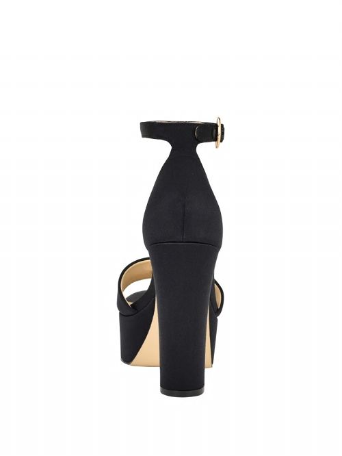 Guess Setone Satin Signature Platform Heels Zwart | GUESS-SN29851