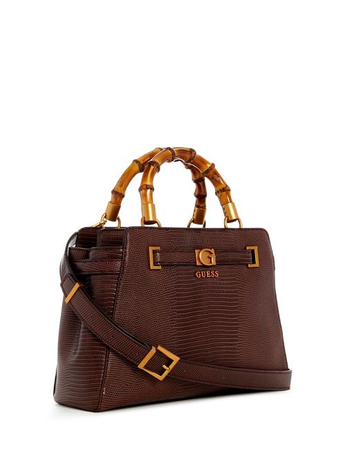 Guess Sibel Bamboo Handle Satchel Bruin | GUESS-SN29328