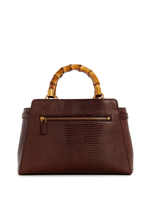 Guess Sibel Bamboo Handle Satchel Bruin | GUESS-SN29328