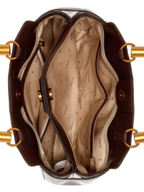 Guess Sibel Bamboo Handle Satchel Bruin | GUESS-SN29328