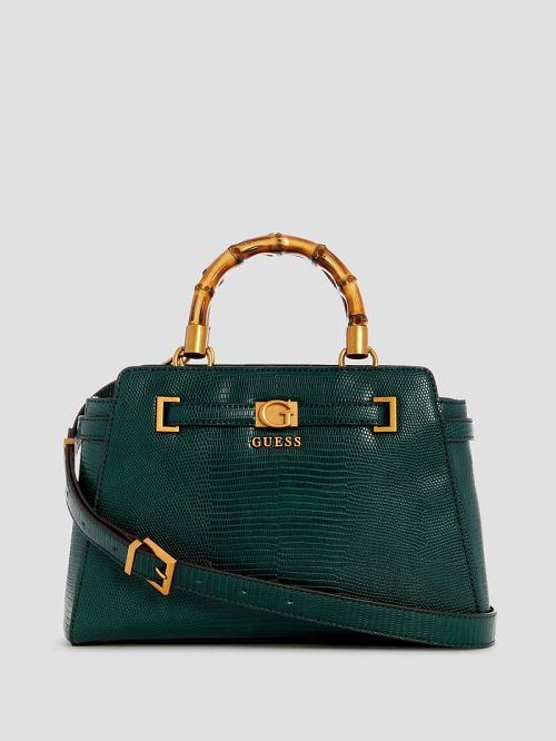 Guess Sibel Bamboo Handle Satchel Groen | GUESS-SN29321