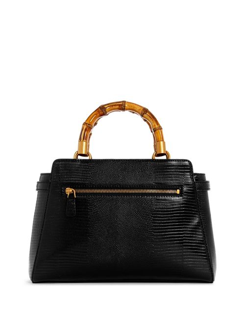 Guess Sibel Bamboo Handle Satchel Zwart | GUESS-SN29338