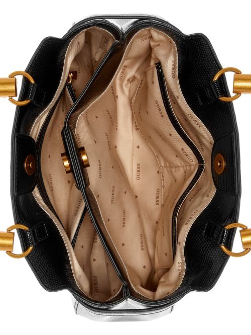 Guess Sibel Bamboo Handle Satchel Zwart | GUESS-SN29338