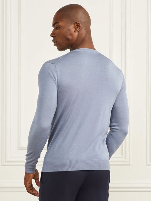 Guess Silk Crewneck Sweater Blauw | GUESS-SN31099